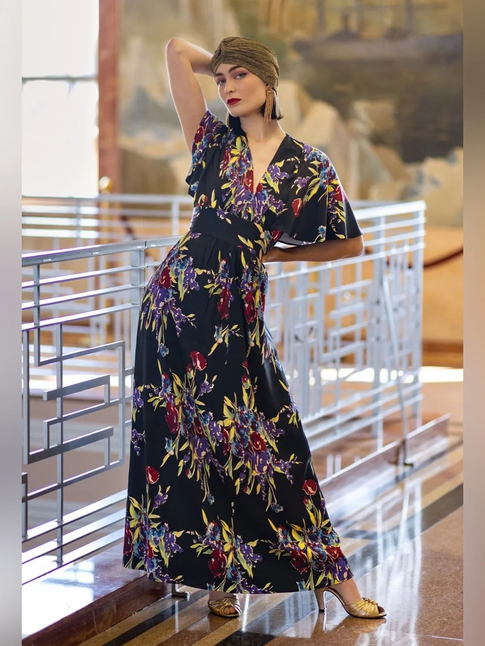 NWT Caftan Dress by Trashy Diva XXL Midnight Garden - Picture 1 of 9